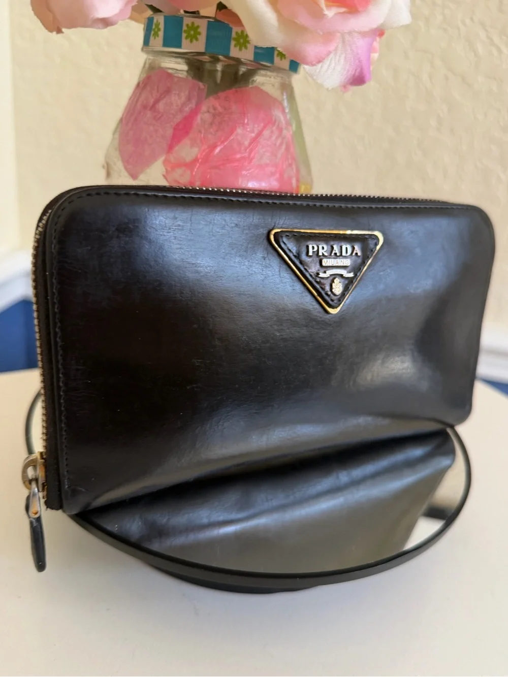 🥂HP🥂 Prada Black Zip Around Leather Wallet - Picture 3 of 14